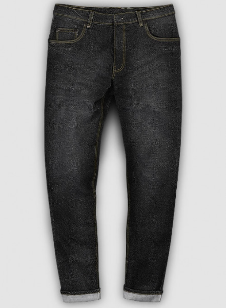 Logan Black Stretch Indigo Wash Whisker Jeans - Look #573