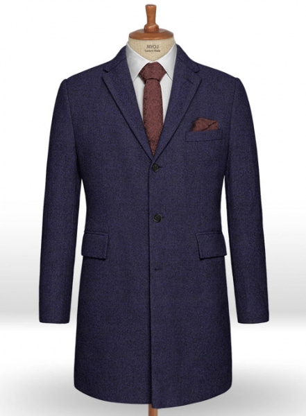 Vintage Rope Weave Purple Blue Tweed Overcoat