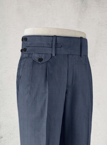 Napolean Sharkskin Slate Blue Double Gurkha Wool Trousers