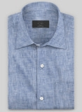 European Smalt Blue Linen Shirt - Full Sleeves
