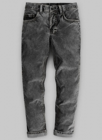 Slate Black Corduroy Stretch Jeans - Blast Wash