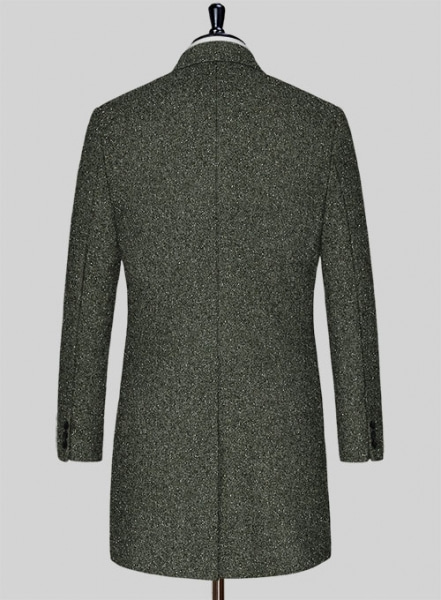 Dark Olive Flecks Donegal Tweed Overcoat