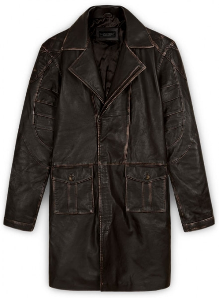 Rubbed Brown Will Smith I Robot Leather Trench Coat