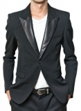 Jacket With Leather Lapel