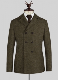 Light Weight Rust Brown Tweed Pea Coat