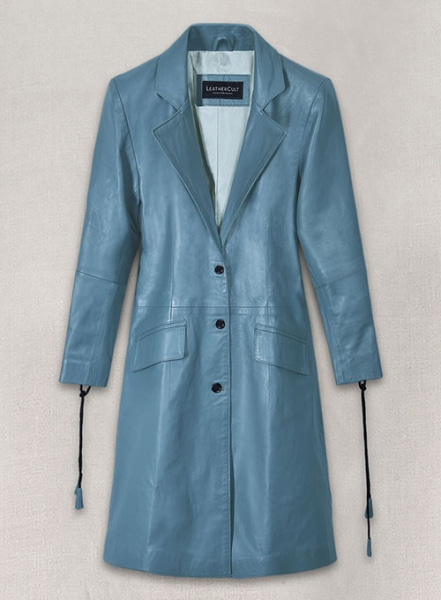 Rita Ora Leather Long Coat