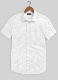 Pure White Linen Shirt - Half Sleeves
