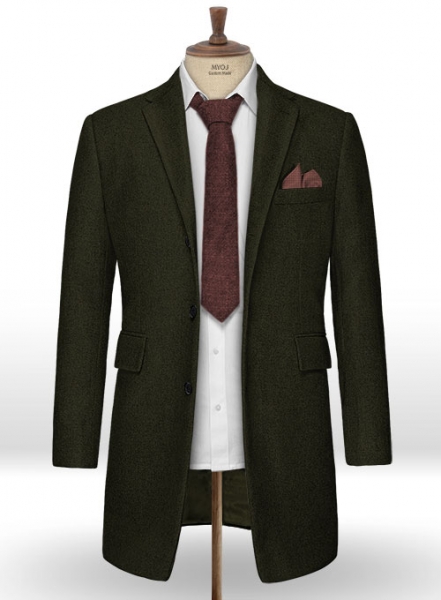 Light Weight Dark Green Tweed Overcoat