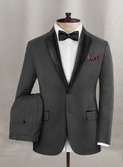 Napolean Mini Houndstooth Gray Wool Tuxedo Suit