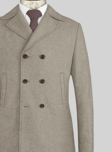 Light Weight Light Brown Tweed Pea Coat