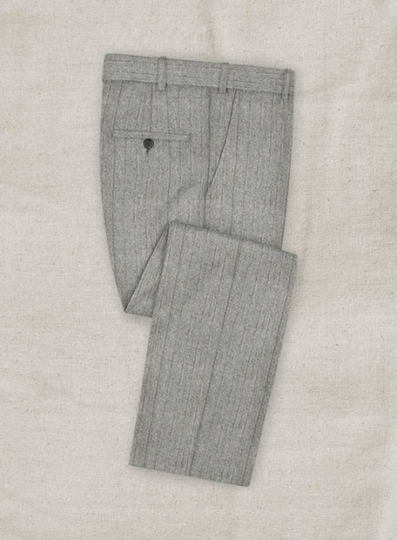 Italian Wool Cashmere Gray Herringbone Pants