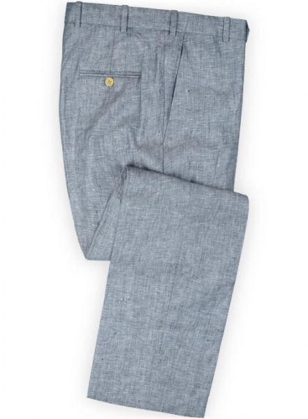Italian Celeste Blue Linen Pants