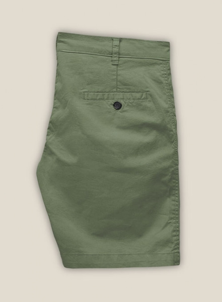 Green Cotton Power Stretch Chino Shorts