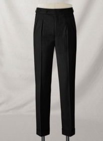 Napolean Stretch Black Highland Wool Trousers
