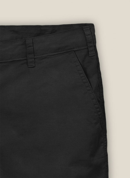 Black Feather Cotton Canvas Stretch Shorts