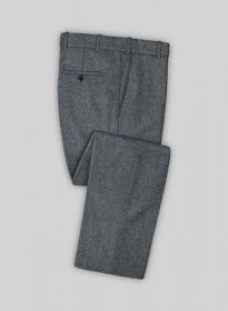 Mid Blue Herringbone Flecks Donegal Tweed Pants