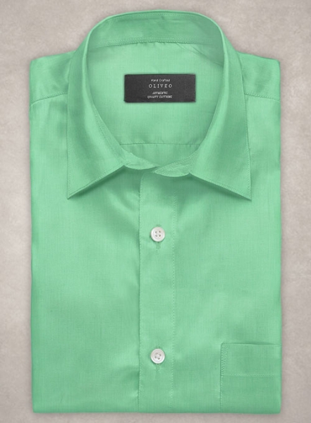 Giza Coral Green Cotton Shirt - Full Sleeves