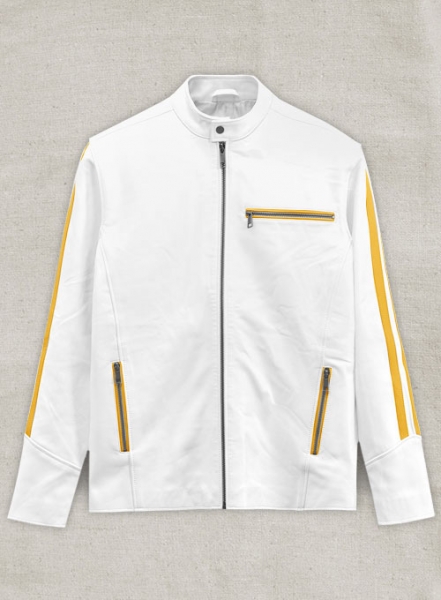 Yellow Stripe Leather Jacket # 100