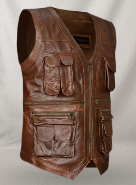 Spanish Brown Chris Pratt Jurassic World Leather Vest