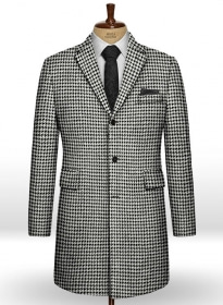 Big Houndstooth BW Tweed Overcoat