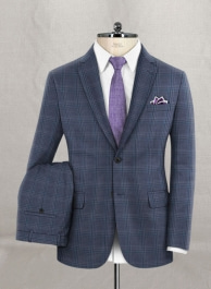 Napolean Tartan Blue Wool Suit