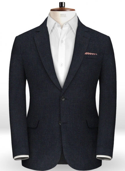 Italian Navy Blue Twill Linen Suit