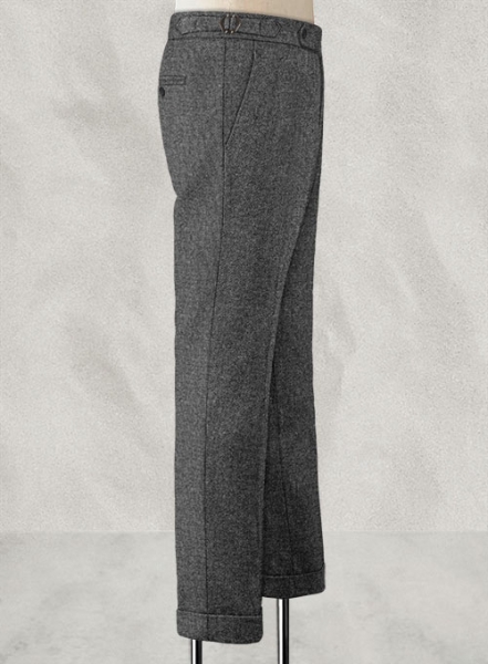 Vintage Plain Dark Gray Highland Tweed Trousers