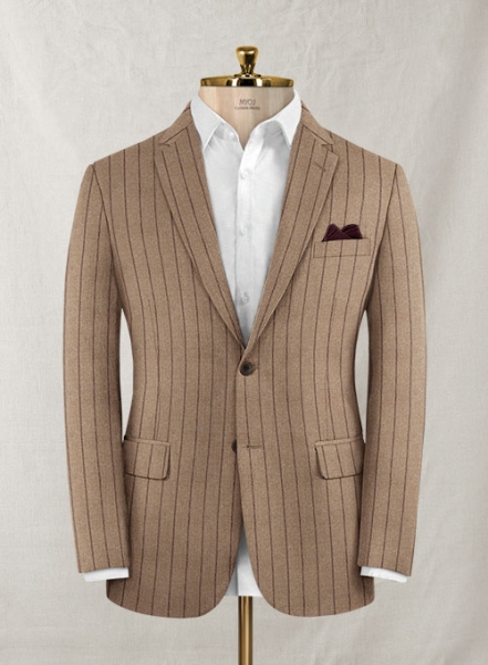 Italian Wool Cashmere Brown Stripe Jacket