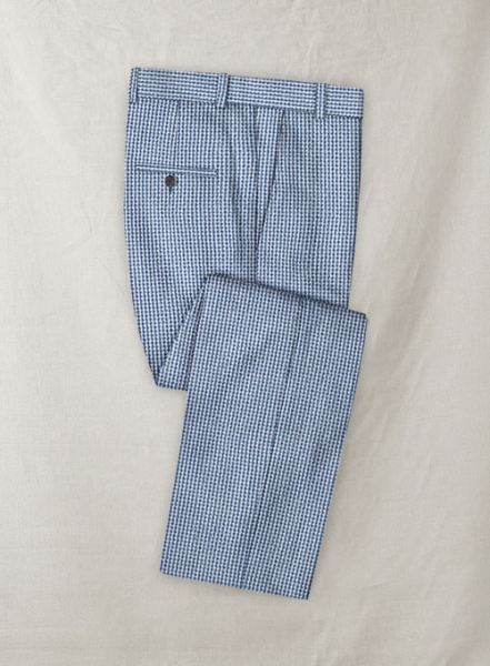 Solbiati Gingham Blue Seersucker Pants