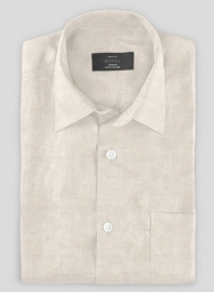 Beige Cotton Linen Shirt - Full Sleeves