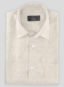 Beige Cotton Linen Shirt - Full Sleeves