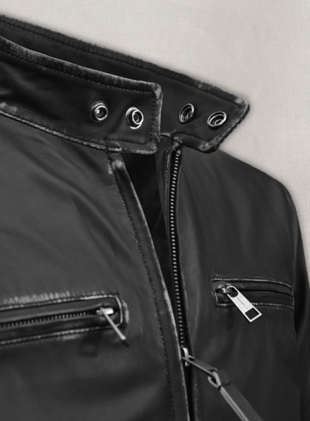 Rubbed Black Bradley Cooper Burnt Leather Jacket