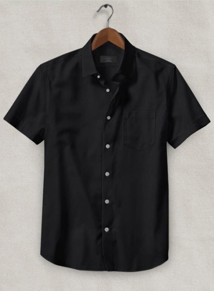 Black King Twill Cotton Shirt - Half Sleeves