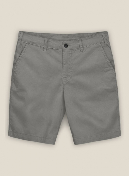 Gray Feather Cotton Canvas Stretch Shorts