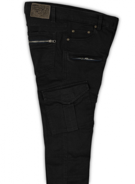 Black Body Hugger Stretch Cargo Jeans - Look #229