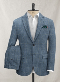 Italian Lielmo Blue Tweed Suit