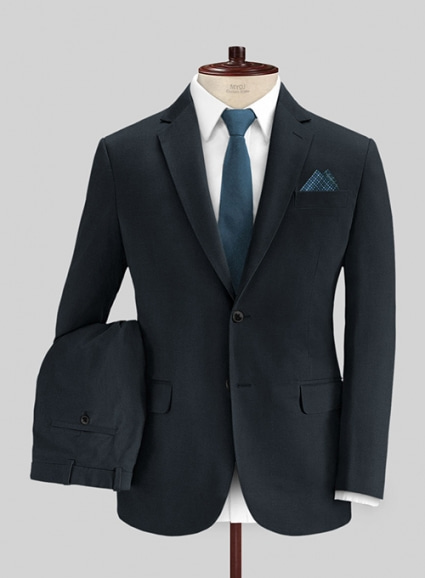 Stretch Summer Navy Blue Chino Suit