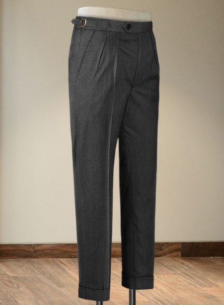 Napolean Stretch Dark Gray Highland Wool Trousers