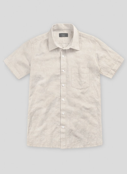 Washed Beige Cotton Linen Shirt