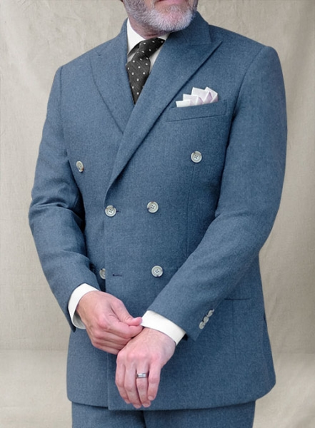 Light Weight Turkish Blue Tweed Jacket Double Breasted