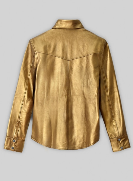 Golden Leather Shirt Jacket - #1S