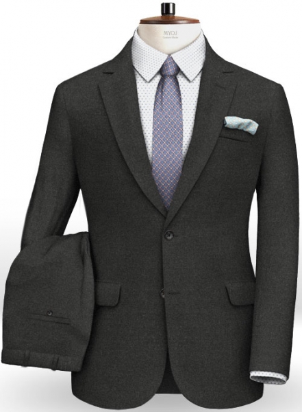 Italian Flannel Charcoal Wool Suit