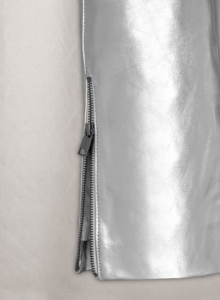 Silver Electric Zipper Mono Leather Pants