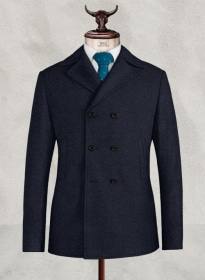 Rope Weave Blue Tweed Pea Coat