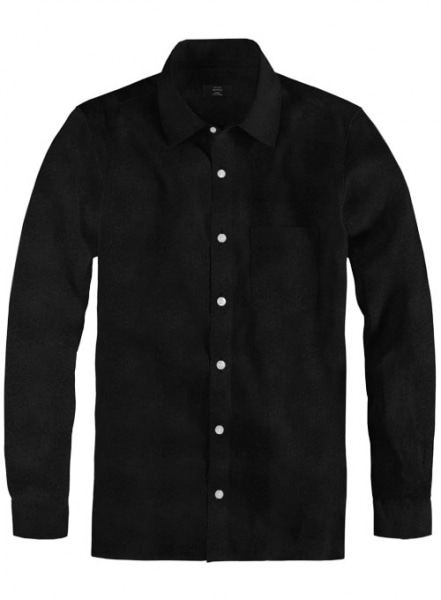 Pure Black Linen Shirt - Full Sleeves