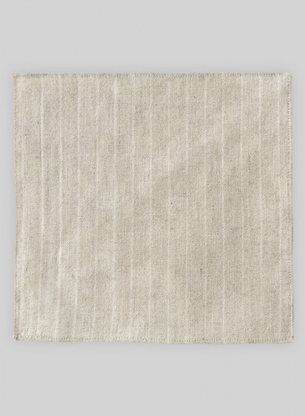 Tweed Pocket Square - Stripe Beige