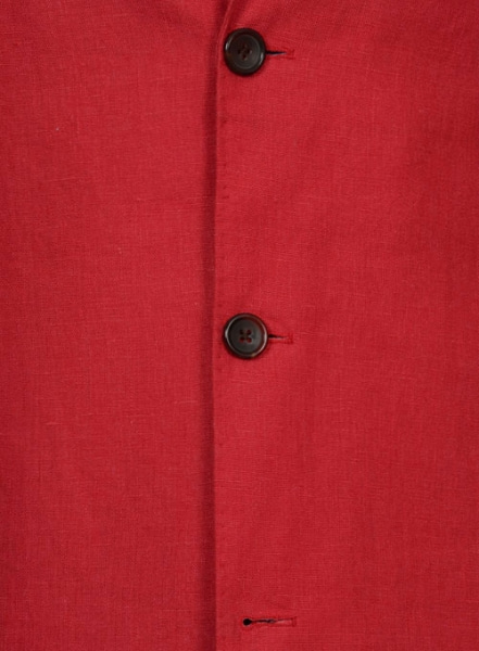 Pure Red Linen Long Coat