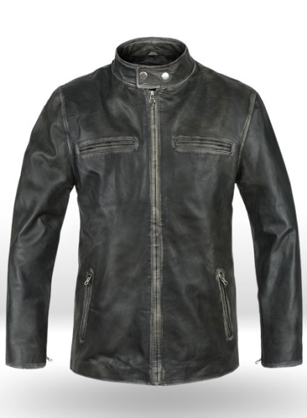 Rubbed Charcoal Mark Wahlberg Daddys Home Leather Jacket