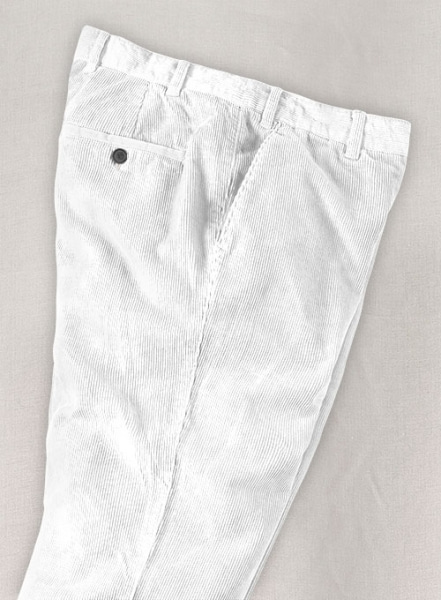 White Stretch Corduroy Trousers