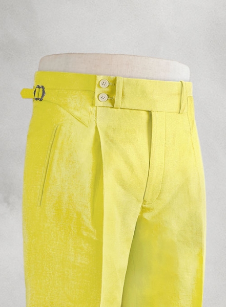 Safari Yellow Cotton Linen Heritage Trousers